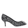 Dolce & Gabbana Bellucci 60 Lurex Lace Pumps With Brooch Detail In Grey
