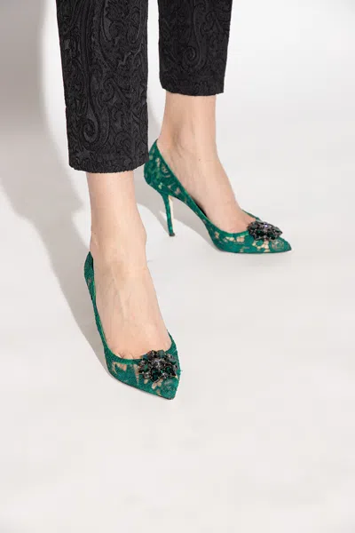 Dolce & Gabbana Pump In Taormina Lace With Crystals In Green