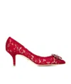 Dolce & Gabbana Dolce  Gabbana Crystal-embellished Lace Pumps In Red