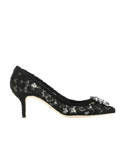 DOLCE & GABBANA DOLCE  GABBANA BELLUCCI LACE EMBELLISHED PUMPS