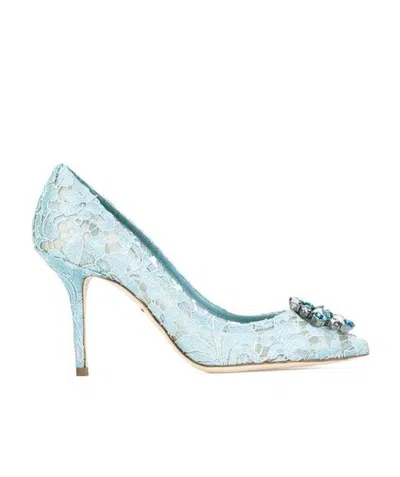 Dolce & Gabbana Dolce  Gabbana Bellucci Embellished Lace Stilettos In Blue
