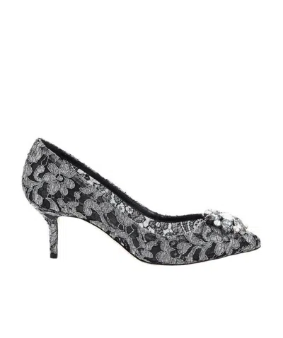 DOLCE & GABBANA DOLCE  GABBANA CRYSTAL-EMBELLISHED LACE PUMPS