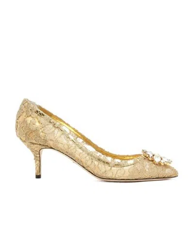 DOLCE & GABBANA DOLCE  GABBANA BELLUCI CRYSTAL-EMBELLISHED LACE PUMPS
