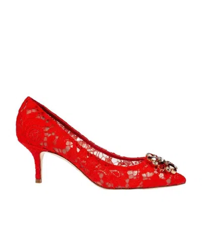 DOLCE & GABBANA DOLCE  GABBANA BELLUCCI LACE EMBELLISHED PUMPS