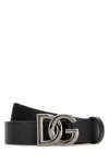 Dolce & Gabbana Men Dg Logo Leather Belt In Black