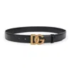 Dolce & Gabbana Adjustable Loop Stitched Belt In Black