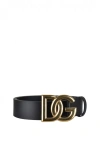 Dolce & Gabbana Black Belt With Buckle Closure And Interwoven Design In Leather Man