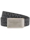 Dolce & Gabbana Men's Allover Logo Plaque Belt In Black