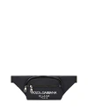 Dolce & Gabbana Rubber Logo Nylon Belt Bag In Navy Blue