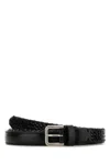 Dolce & Gabbana Black Belt With Buckle Closure And Interwoven Design In Leather Man In Black