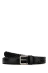 Dolce & Gabbana Black Belt With Buckle Closure And Interwoven Design In Leather Man In Black