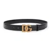Dolce & Gabbana Leather Logo Buckle Belt In Black