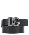 Dolce & Gabbana Black Belt With Buckle Closure And Interwoven Design In Leather Man In Black
