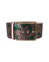 Dolce & Gabbana Multicolor Floral Jacquard Lurex Gold Buckle Belt In Brown