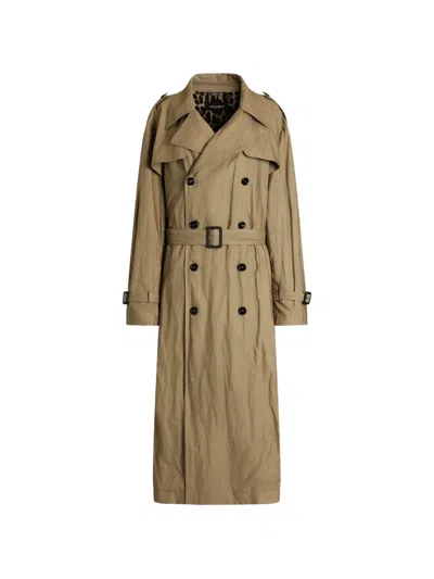 Dolce & Gabbana Belt Double-breasted Coat In Brown