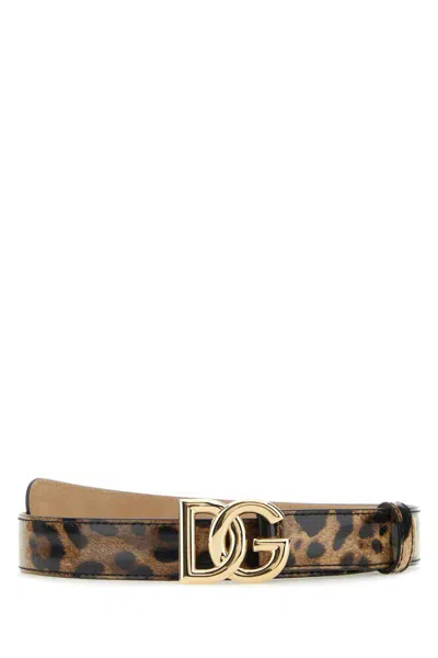 Dolce & Gabbana Kim Dolce&gabbana Leopard-print Logo Belt In Brown