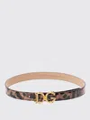 Dolce & Gabbana Belt In Calfskin With Animal Print And Decorated Logo Plaque In Brown
