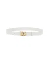 Dolce & Gabbana Calfskin Belt With Crossed Dg Logo In Neutral