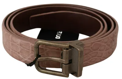 Pre-owned Dolce & Gabbana Belt Leather Beige Exotic Skin Gold Buckle 100cm/40in Rrp $1000