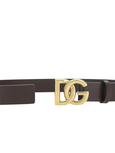 Dolce & Gabbana Belt Logo In Brown