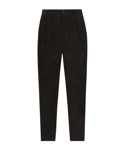 Dolce & Gabbana Belt-loop Corduroy Pants In Black