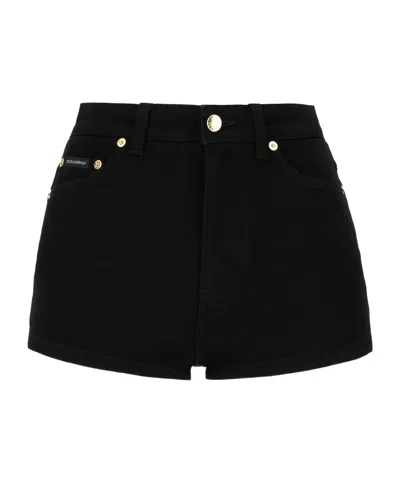 DOLCE & GABBANA LOGO-PLAQUE DENIM SHORTS