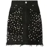 Dolce & Gabbana Studded Denim Mini Skirt In Black