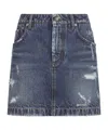 Dolce & Gabbana Distressed-finish Denim Miniskirt In Blue