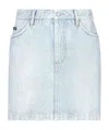 Dolce & Gabbana Logo-plaque Denim Skirt In White