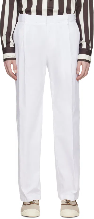 Dolce & Gabbana Belt Loops Slacks In White