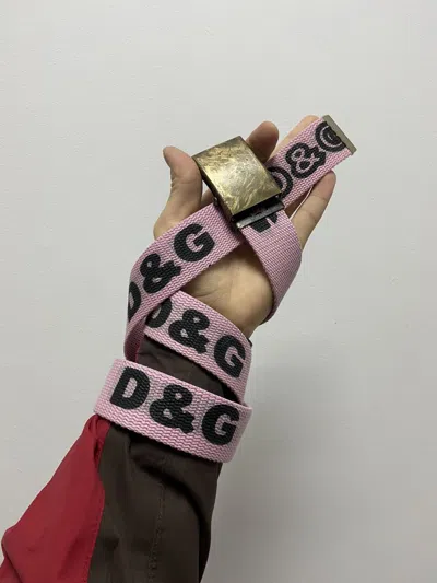 Pre-owned Dolce & Gabbana Belt Vintage Monogram Big Logo Luxury In Pink
