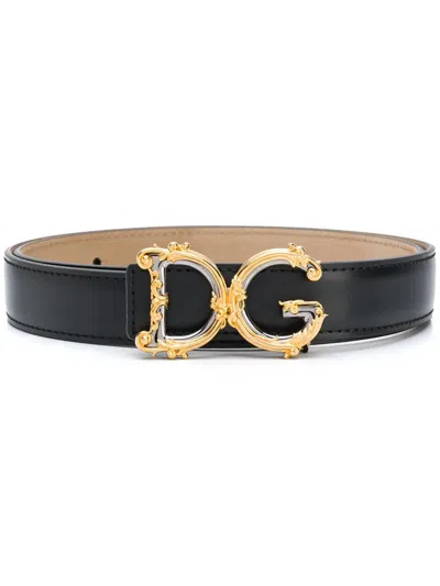 Dolce & Gabbana Belt With Dg Buckle In Black