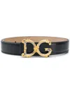 Dolce & Gabbana Dg Barocco 40mm Calf Leather Belt In Black