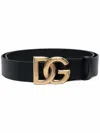 Dolce & Gabbana Black Belt With Buckle Closure And Interwoven Design In Leather Man In Black