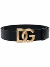Dolce & Gabbana Black Belt With Buckle Closure And Interwoven Design In Leather Man In Black
