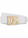 Dolce & Gabbana Calfskin Belt With Dg Logo In White