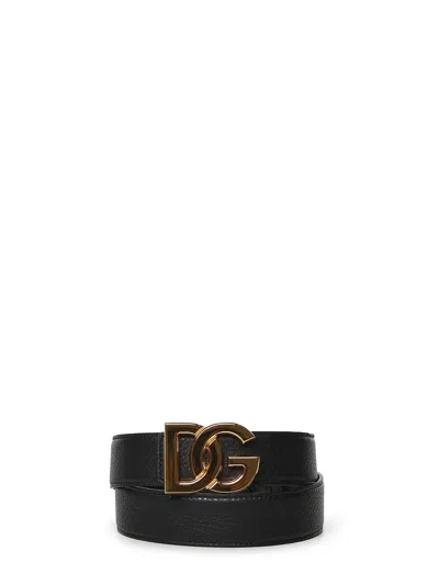 Dolce & Gabbana Belt With Logo In Black