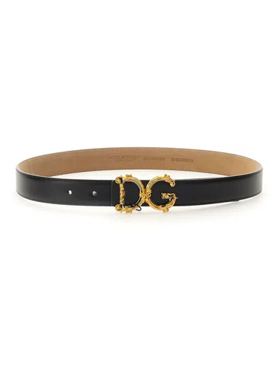 Dolce & Gabbana Belt With Logo In Black