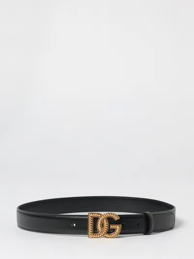 Dolce & Gabbana Stylish 3 Cm Height Belt With Twisted Logo Buckle In Black