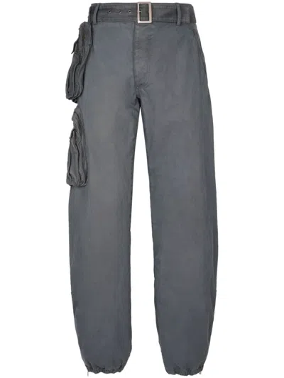 Dolce & Gabbana Belted Cargo Trousers In Grey