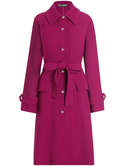 Dolce & Gabbana Belted Coat In Multicolor