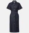 Dolce & Gabbana Silk Denim Shirt Dress In Blue