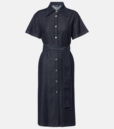 DOLCE & GABBANA BELTED DENIM SHIRT DRESS