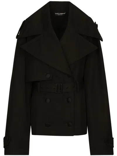 Dolce & Gabbana Belted Double-breasted Jacket In Black