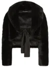 Dolce & Gabbana Belted Faux-fur Jacket In Black