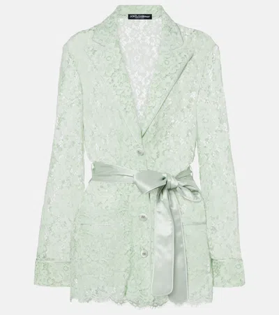 Dolce & Gabbana Lace Vanity Shirt With Belt In Green