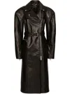 Dolce & Gabbana Belted Leather Long Biker Jacket In Black