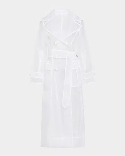 Dolce & Gabbana Belted Nylon Organza Trench Coat In White