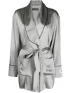 Dolce & Gabbana Belted Satin Jacket In Grey