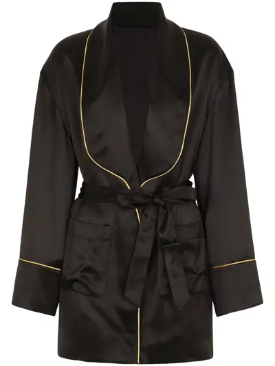 DOLCE & GABBANA BELTED SILK BLAZER